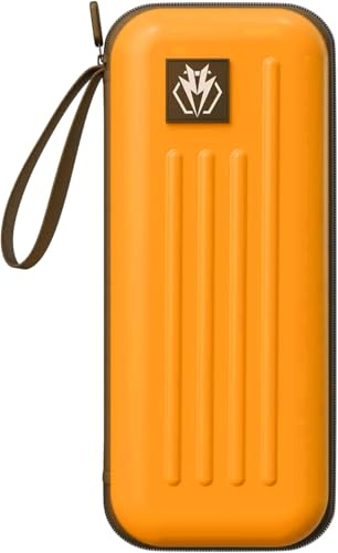 Lavishio Dartkoffer für Stahl- oder Soft-Tip-dartpfeile, fasst 3 Darts und anderes Zubehör, mit eingebautem Aufbewahrungsrohr und Tasche für dartpfeile, Spitzen, Schäfte usw. (Orange)