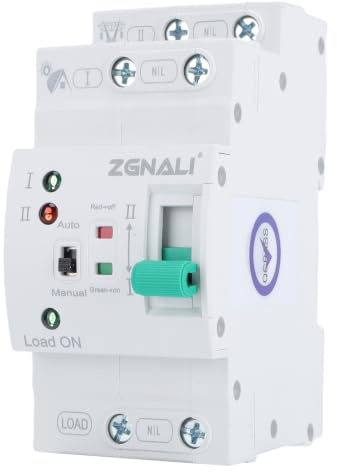 FTVOGUE Interruptor de Transferencia ATS 2p Mini Interruptor de Transferencia Automática 80A Switch de Encendido Dual con 20 Ms de Tiempo de Conmutación para la Caja de Distribución PZ30