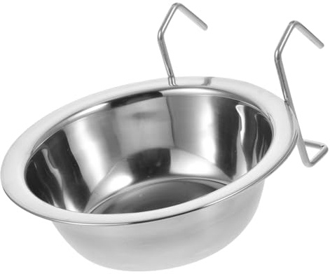 Vogelkäfig Futterspender mit Haken, Stabiler Edelstahl Napf, Silber