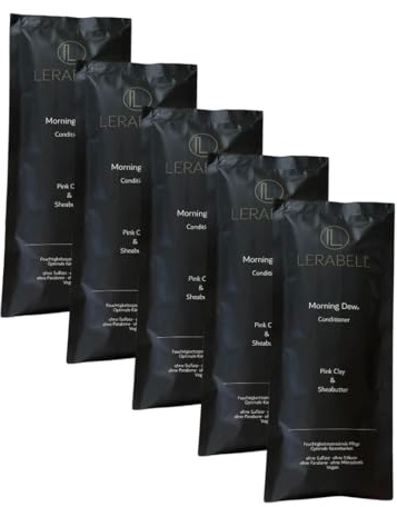 Lerabell Conditioner Pulver Rosa Tonerde & Sheabutter, 5x 200 ml | Cremige Haarpflege