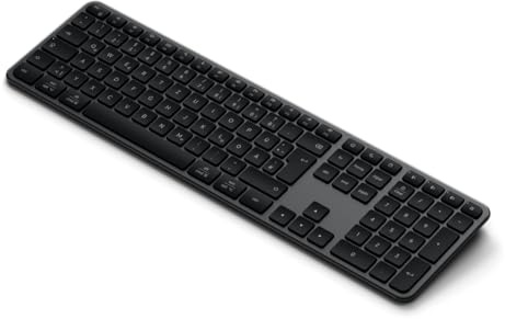 SATECHI EX3 Bluetooth-Tastatur mit Ziffernblock, DE-QWERTZ, Schwarz | bis zu 5 Wochen Akkulaufzeit, Bluetooth und 2,4-GHz-Empfänger, für MacBook und Windows-PCs