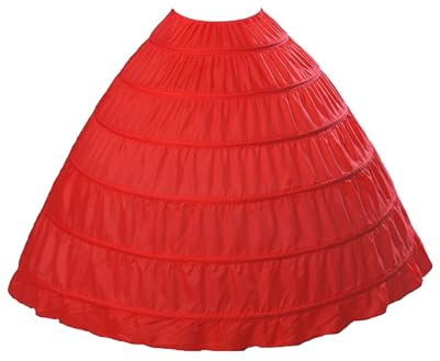 BEAUTELICATE Sottogonna Petticoat Donna Gonna Lunga 6 Cerchio Crinolina Rockabilly Vintage Sottoveste per Vestito Abito da Sposa Anni 50 Rosso