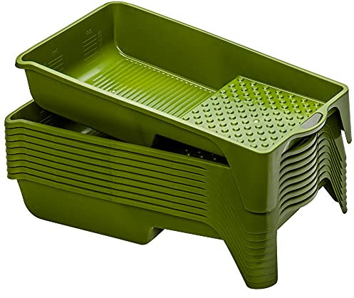 Colorus Farbwanne 10er Set – 15x32 cm für Farbwalzen bis 11 cm – Lackierwanne aus Kunststoff mit Ausgussnase & Skala – 0,6 l Fassungsvermögen – lösemittelbeständig & wiederverwendbar