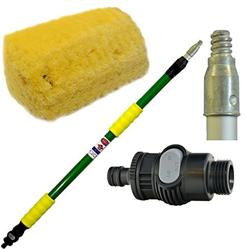 Smart Tech Car Care Ultra Professional 1.8 Metre Flow Through Wash Brush - 5 Sided Brush Head - Cleaning Brush for Cars, Vans, Trucks Etc. - On/Off Tap