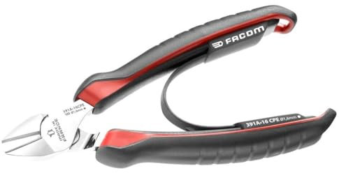 Facom Electricien diagonale bec effilé pince, Rouge/Noir, 140 mm