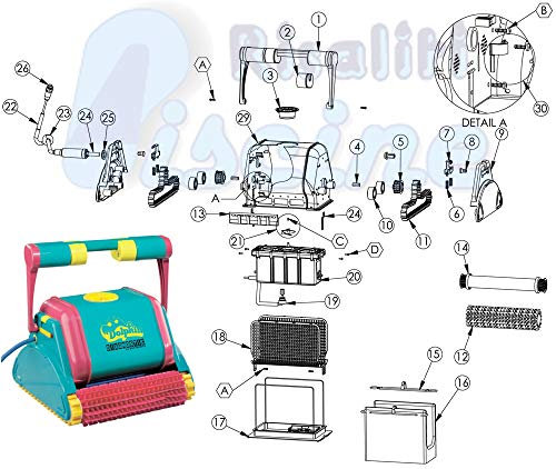 Risaliti Depurazione Acqua Ricambi per Robot Dolphin Maytronics 2001 (03 - Copriventola)