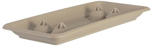 Fuchs dal 1895 Sottovaso per fioriera Plato rettangolare in plastica, lunghezza: 100 cm, colore: tortora
