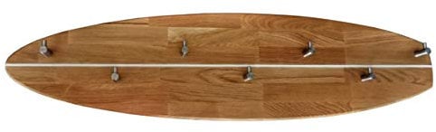 ICEBORN Garderobe Garderobenleiste Wandgarderobe Surfboard Eiche geölt Edelstahl Manufaktur