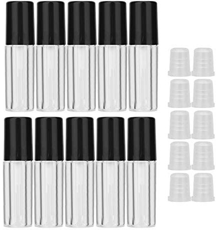 FILFEEL 10 Stücke 1,5 ML Mini Klar Mini Lipgloss Tube Leere Lippenbalsam Behälter Mit Schwarzem Deckel für Lippenstift Proben Ätherische Öle