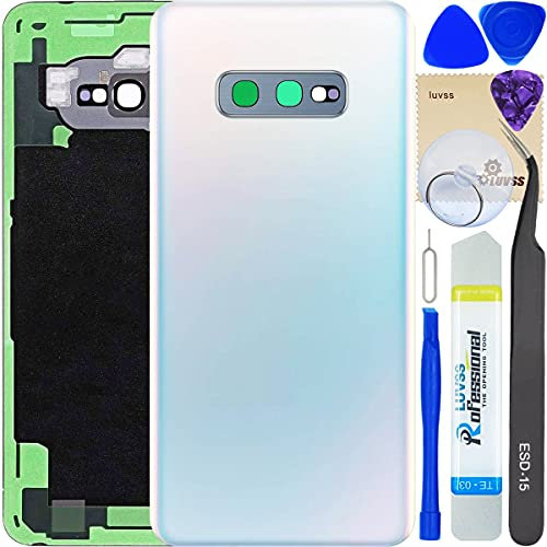LUVSS Akkudeckel Kompatibel für Samsung Galaxy S10e Rückseite Glas Deckel Original Backcover Ersatz Reparatur Set SM-G970F/DS (Weiß)