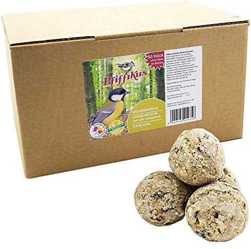 Pfiffikus Meisenknödel ohne Netz 50 Stück im Karton | Hochwertiges, energiereiches Wildvogelfutter zur Ganzjahresfütterung heimischer Vögel | Vogelfutter 100% Made in Germany