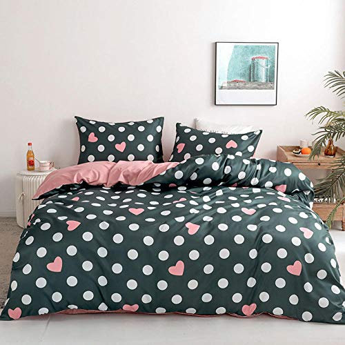 GEEKCOOK Bettdecken & Bettbezüge,Neue Art Gewaschene Seide vierteilige Eisseide dreiteilige Bettwäsche Bettwäsche mit kühlem Gefühl-Ruf der Liebe_Bettbezug mit 2,2 m Bett (vierteilig) 220 x 240