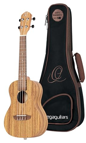 Ortega Guitars Concert Ukulele Lefthanded – Electro-Acoustic – Timber Series – Including Gigbag – Zebrawood, Natural (RFU11ZE-L)