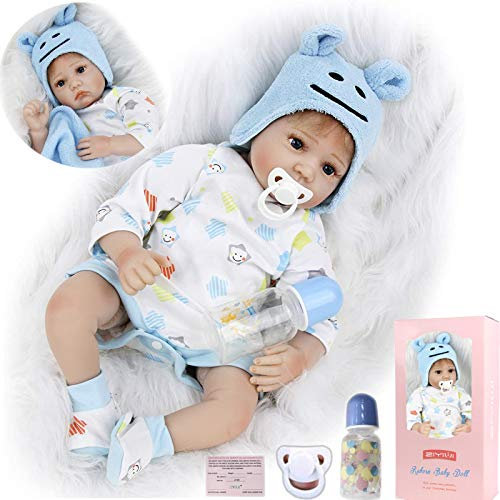 ZIYIUI Realistische Babypuppe, 55 cm, weiches Silikon, 55 cm, Simulation, Neugeborenes, Spielzeug, Jungen, Mädchen