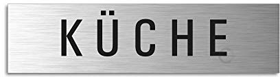 Schild Küche Türschild Aluminium Edelstahl-Optik 160 x 40 mm selbstklebend