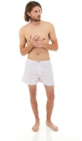 Hart Boxer Uomo in Misto Cotone Poli - Confezione da 2 - Design Inglese - Boxer Uomo Classici a Righe Rosa - Intimo Uomo Comodo e Tessuto Ampio - Taglia M