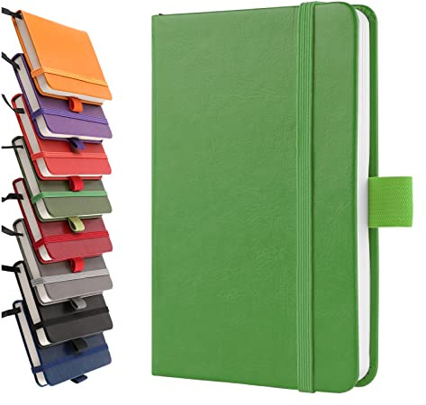 A6 Notebooks, Pocket Notebook Small Notebook Note Pads Hardback Notebook A6 Small Notepad Journal 200 Pages(100 Sheets)-Green