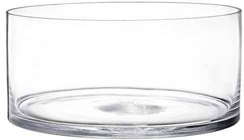 YOUEON Wide Glass Cylinder Vase (20x10cm), Decorative Terrarium for Flowers, Pillar Candles & Arrangements, Wedding, Event & Home Centerpiece