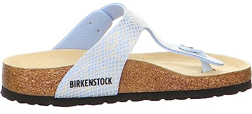 BIRKENSTOCK Gizeh MF Damen,Frauen,Zehentrenner,Synthetik,Krokodilleder-Optik,Sandalen,strapazierfähig,hautfreundlich,Dusty Blue,39 EU