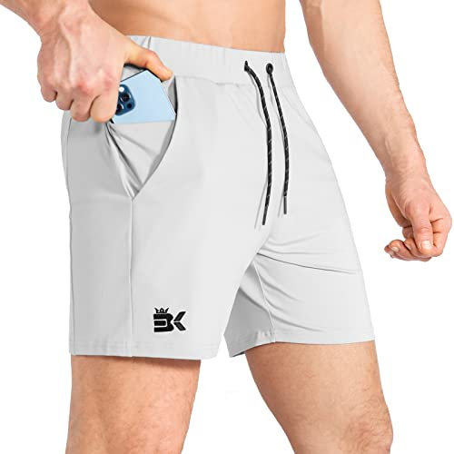 BROKIG Herren Sport Shorts Schnell Trocknend Kurze Hose Sporthose Trainingsshorts für Laufsport(Hellgrau,S)
