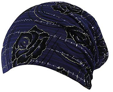 SommermüTze FüR Chemo, Vorderseitig Ineinander Gehend In W-Form Rose India Lace Stretch Turban Hut Stricken Haarausfall Kopftuch Wrap Weich Turban Kopfwickel Kopfbedeckung Plissee MüTze Kappe