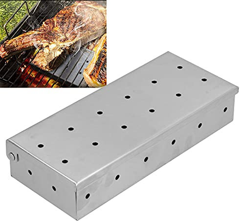 Scatola per affumicatura barbecue all'aperto, scatola per affumicare trucioli di legno, scatola per affumicare barbecue Design di ventilazione Alta compatibilità Utilizzare facilmente dispositivi