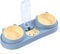 Colcolo 3 in 1 Pet Feeder Waterer Drinking Pet Feeding Station 500ml Water Bottle Food Container Non Slip Detachable Cat Bowls, Blue