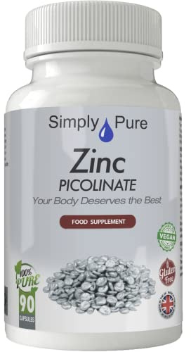Simply Pure Zinc Picolinate with Copper | Easily Absorbed Bioavailable Form of Zinc | Immune Support | 30mg Capsules x 90 | Gluten Free | GM Free | Vegan