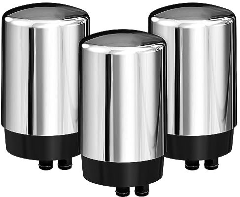 Slirceods Cartuccia filtro per rubinetti, senza BPA, ricambio per filtro Brita® – cromato (confezione da 3)