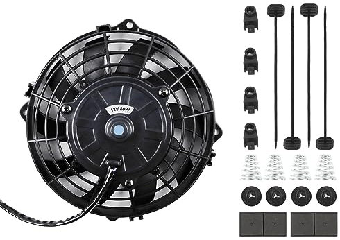 OHOB-COOL 7 Inch Universal Automotive Electric Radiator Fan Cooling Slim Fans 13V Pull Wide S-Curved Blade DC+ Mounting Kit