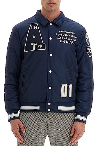 La Martina Bomberjacke Willburt Blau WMO303 aus Polyester Regular Fit mit Allover-Design, marineblau, XXL