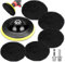 Polierpads 150mm Klett,Lammwollhaube Polieraufsatz,5tlg Polieren polierscheibe Polierset Set mit Klett pad,M14 Drill,Sechskantschaft