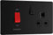 BG Electrical Cooker Control Socket, Double Pole Switch with LED Power Indicators, 13A, Matt Black