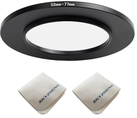 52mm Lens to 77mm Camera Lens Adapter 52mm to 77mm Step Up Ring Adapter Ring for All Brands of UV ND CPL, with Premium Lens Wiping Cloth 2 Pack (52mm-77mm)