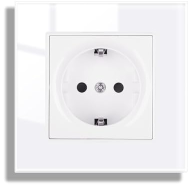 JIMEIDA Glas Steckdose Unterputz 1 Fach Weiß,Schutzkontakt Wandsteckdose Gehärteter Glasscheibe Steckdose 86mm*86mm,16Amp,250V