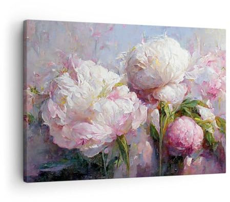 Quadro su Tela Fiori Peonie Classicismo Stampe da Parete 70x50cm Quadri Moderni Soggiorno Camera da Letto Cucina 1 pezzo Piccoli Decorazione Murale Wall Art Canvas Grafica Immagini AA70x50-5975