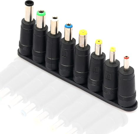 Kit adattatori di alimentazione CC per laptop ieron 8 pezzi universali da 5,5 mm x 2,1 mm da femmina a maschio, connettori per adattatori di alimentazione, set di spinotti di alimentazione