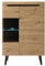 Furn.Design Vitrine in Eiche Artisan und schwarz Highboard skandinavisches Desgin Wohnzimmer Esszimmer Schrank 90 x 134 cm Ronson (Vitrine 1)
