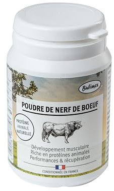 Bubimex - Poudre de Nerf de Bœuf - Complément Alimentaire 100% Naturel pour Chiens et Chats - Riche en Protéines - Développement Musculaire, Performances et Récupération - 40g