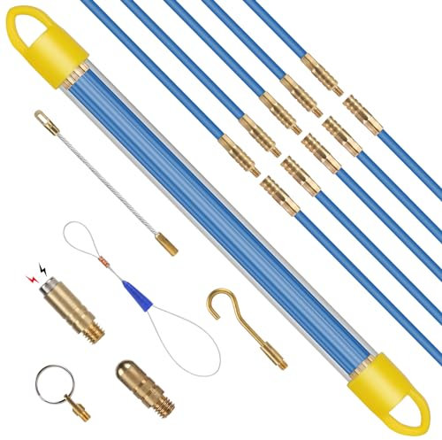 EFUTURETIME 10 x Guia Pasacables Profesional 33cm (Ø 4mm) Aguja Flexible de Fibra de Vidrio, Guia Cable Puller con Accesorios
