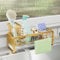 SWTYMIKI Kitchen Sink Caddy Organiser - Sink Tidy Organiser with Auto Draining Tray, Brush Holder, Stainless Steel Sponge Holder with Divider for Countertop Kitchen Storage & Organisation, Gold