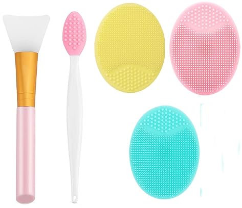 5 Silicone Face Scrubber Kit - Facial Cleansing Brush,Manual Facial Cleansing Brush,Face Mask Brush,Soft Facial Cleansing Brush,Silicone Facial Cleansing Brush,Removing Exfoliating,for All Skin Types
