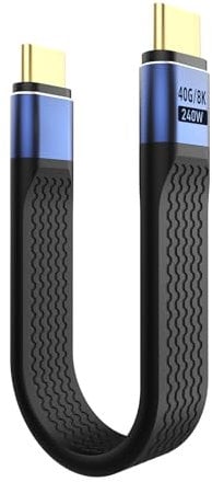 TiMOVO USB C auf USB C Kabel Kurz, 240W USB Typ C Ladekabel mit 8K Display für Thunderbolt 4/3, iPad PRO/Air, MacBook, Phone 15/16 Plus Pro Max, Blau + Schwarz