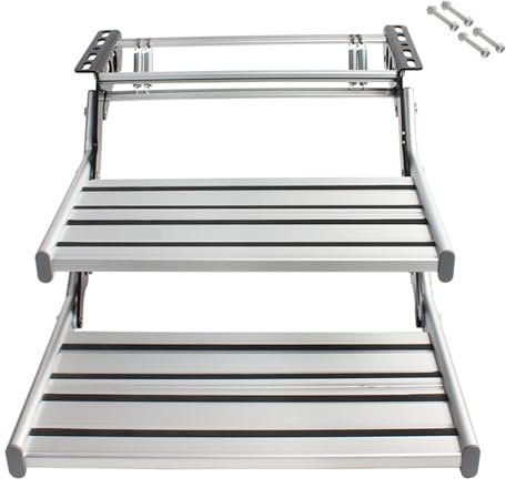 Marche Pied Pliable, Marches Pliantes Simples/Doubles, Marches Rabattables Simples Manuelles À Une Main, en Métal Solide, Capacité de 200 Kg(Size:Double Layer)