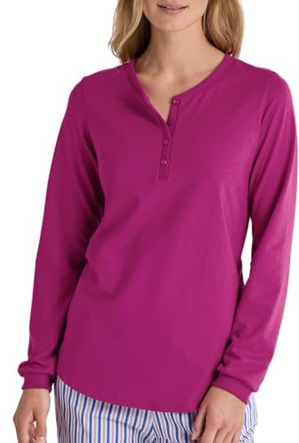 CALIDA Favourites Langarmshirt Damen, aus Bio Baumwolle, pflegeleicht, mit Soften Bündchen Orchid Flower 40-42
