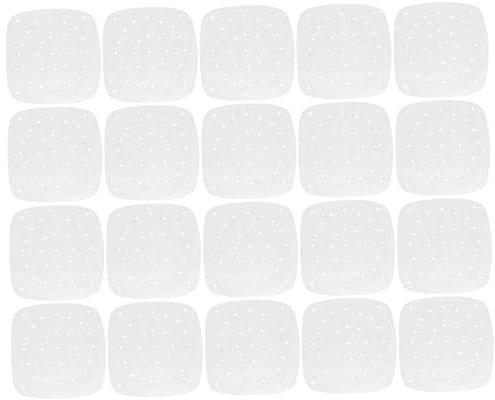 Hoement 100stücke Perforiertes Backpapier Für Heißluftfritteuse Quadratisch Aus Für Chicken Wings Burger Steaks Gemüse Obst Garnelen Für Kochen Zu Hause Im Park Garten Camping