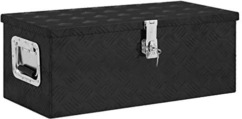 LAPOOH Aufbewahrungsbox, Abschließbare Box, Alu Box, Metal Box, Transportkiste, Werkzeugbox, Metallkiste, Alukiste, Schwarz 70x31x27 cm Aluminium