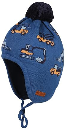 maximo Mini Boy-Mütze, Baufahrzeuge ausgenäht, Pompon Made in Germany
