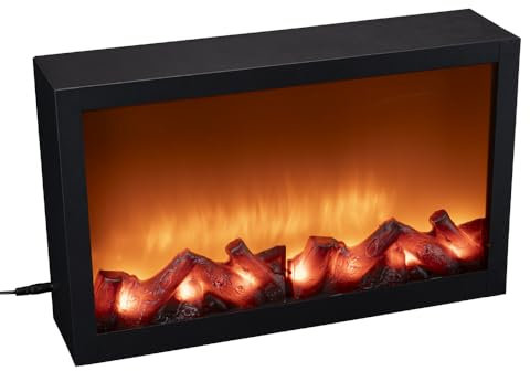 Ideen mit Herz LED-Kamin | Deko Kaminfeuer | elektrisch | ohne Heizung | realistischer Feuer-/Flammen-Effekt | 41 x 10 x 25 cm | mit Timer-Funktion (6 Stunden AN | 18 Stunden AUS)