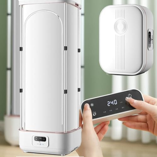 ZHPPED Machine À Repasser Automatique, Presse À Vapeur, Défroisseur Et Sèche-Linge Pliables, Désinfecte Et Sèche Les Vêtements, Résultats en 10 Minutes, Portable, Maison, Blanc